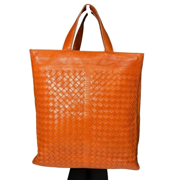 Bottega Veneta Handbags - Bottega Veneta Intrecciato Woven Leather Tote Orange Italy